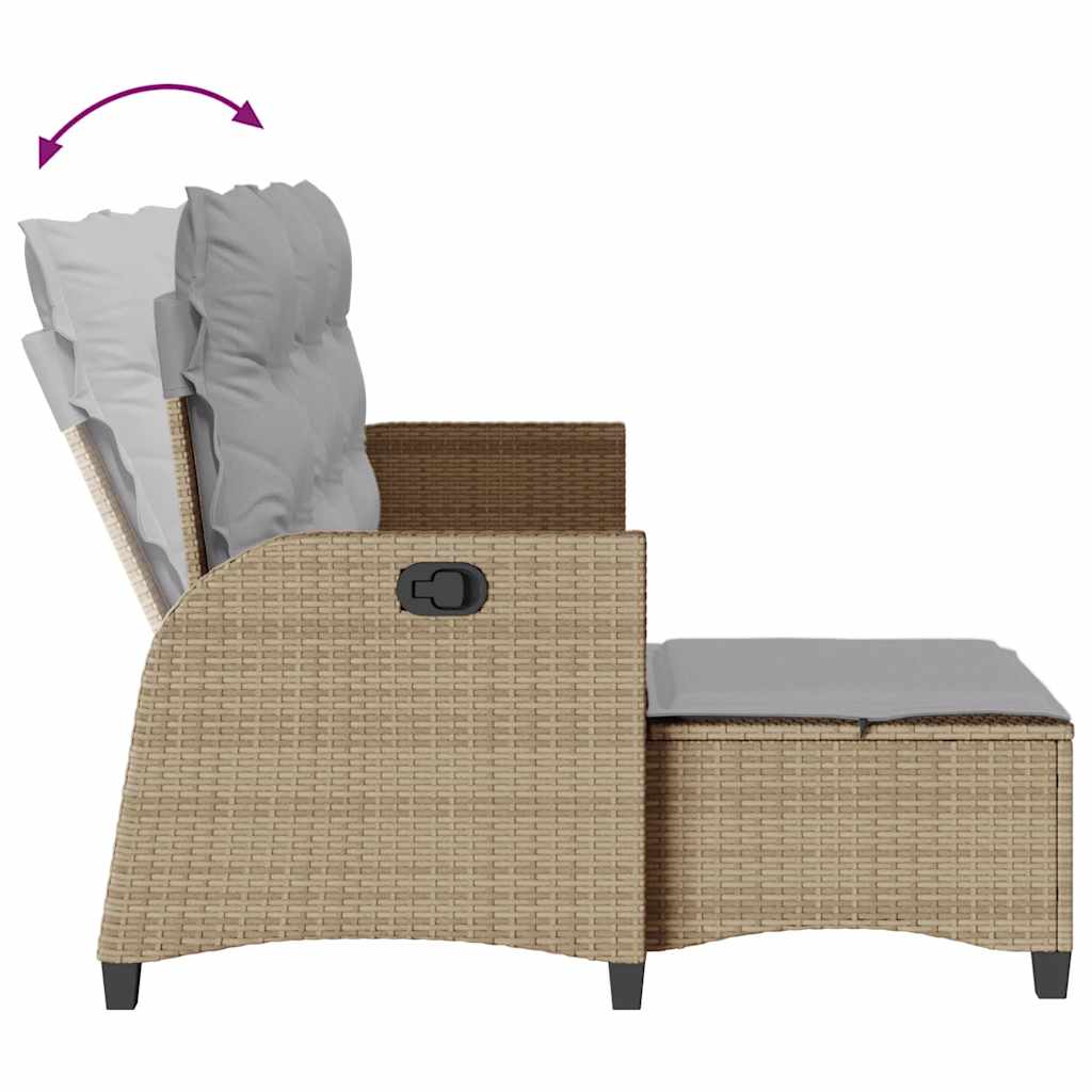 Salon de jardin avec coussins forme de L 3 pcs beige polyrotin