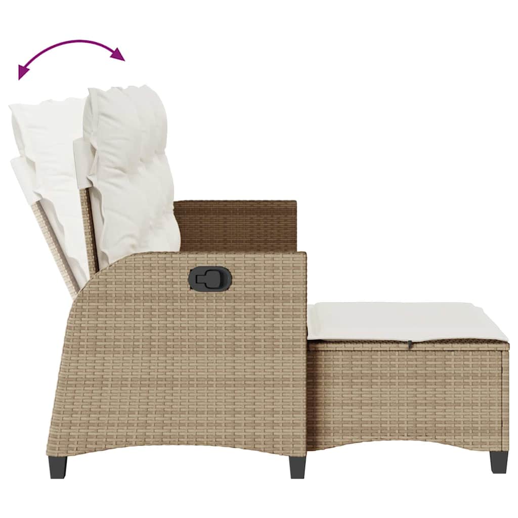 Salon de jardin avec coussins forme de L 3 pcs beige polyrotin