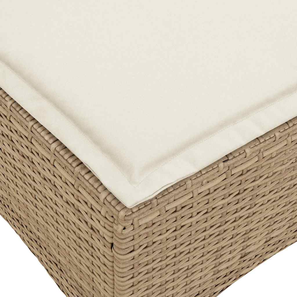 Salon de jardin avec coussins forme de L 3 pcs beige polyrotin