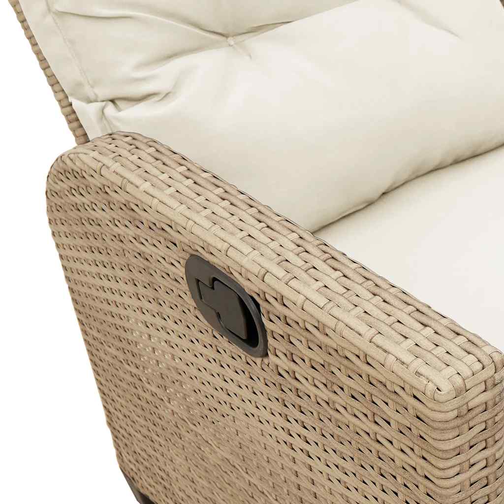 Salon de jardin avec coussins forme de L 3 pcs beige polyrotin