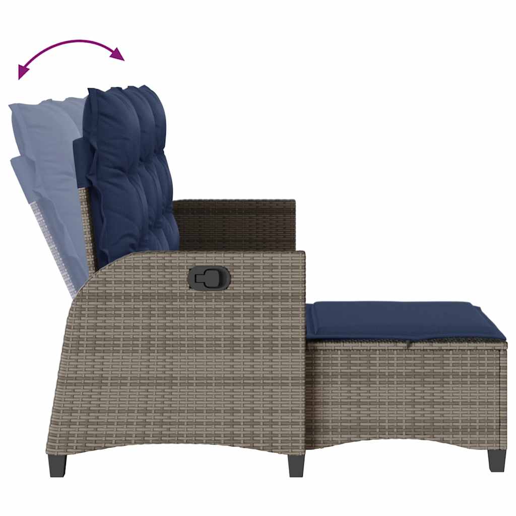 Salon de jardin 3 pcs avec coussins forme L gris résine tressée