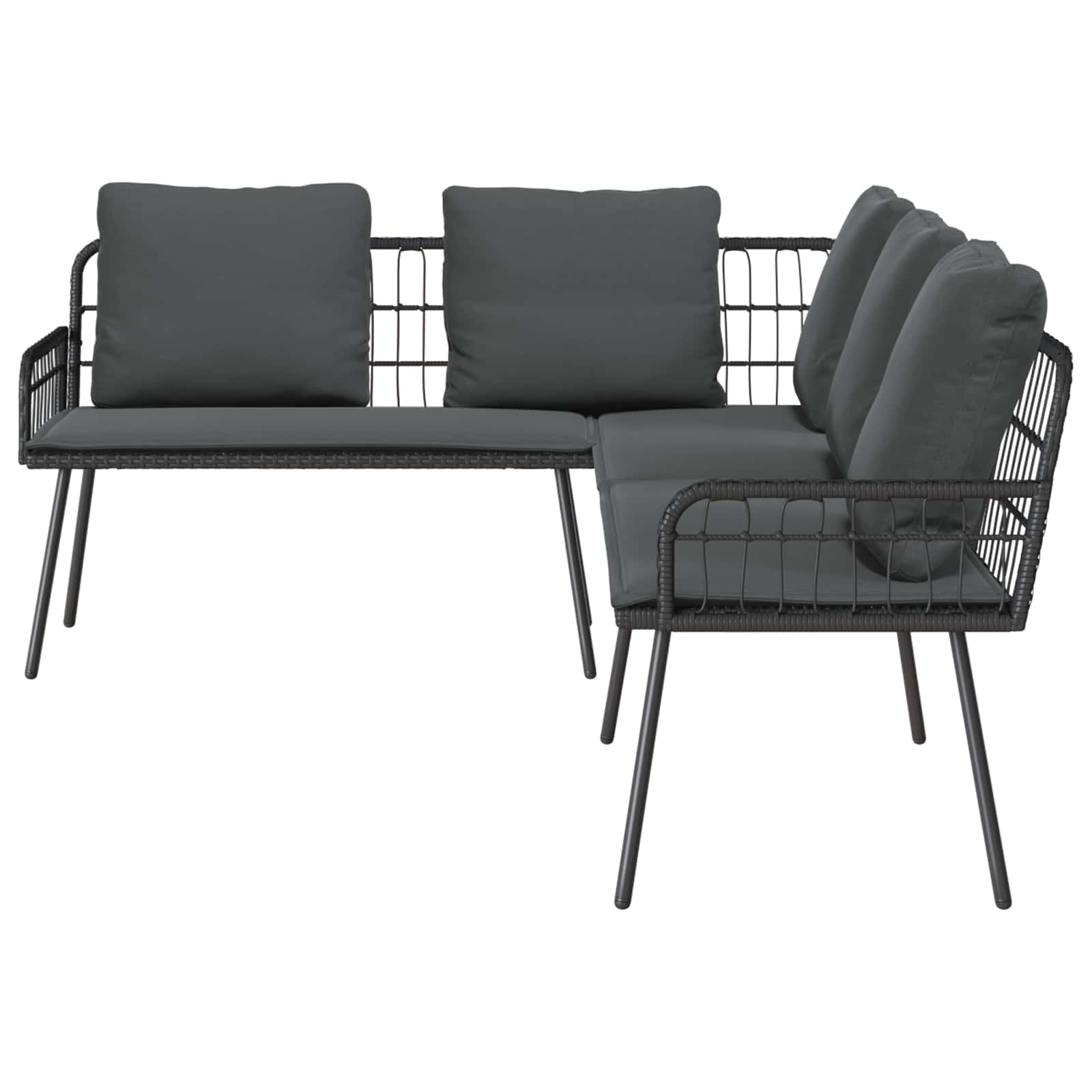 Ensemble de canapé de jardin avec coussin 2 pcs Noir polyrotin
