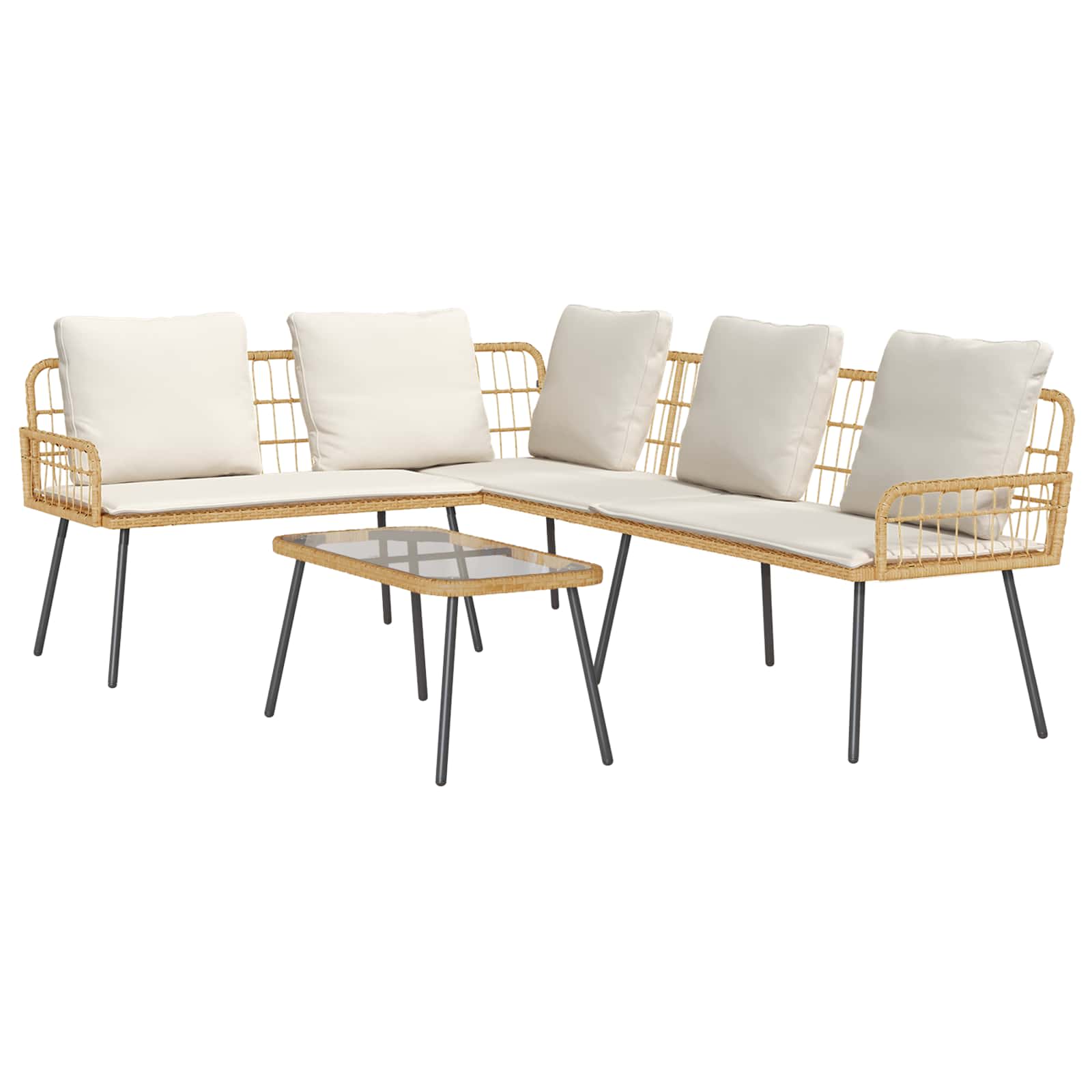Ensemble de canapé de jardin 2 pcs Naturel polyrotin