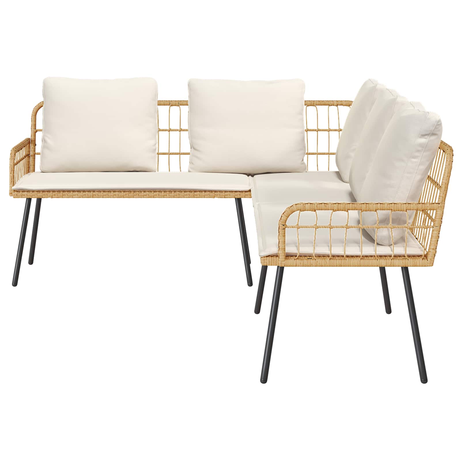 Ensemble de canapé de jardin 2 pcs Naturel polyrotin