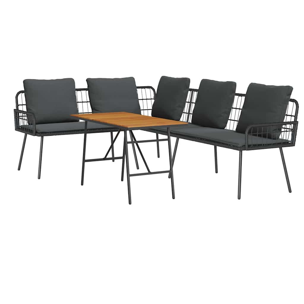 Ensemble de canapé de jardin 2 pcs Noir polyrotin