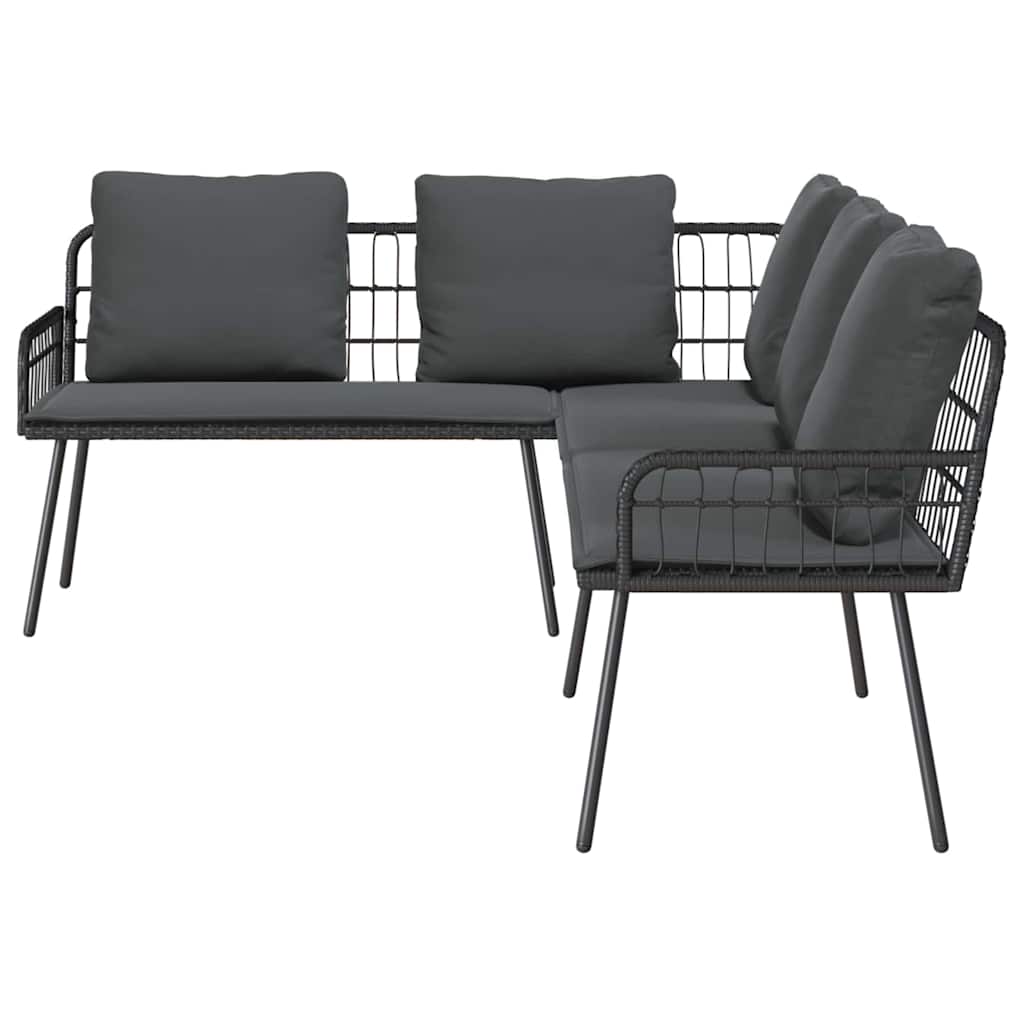 Ensemble de canapé de jardin 2 pcs Noir polyrotin