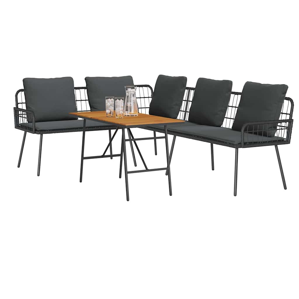 Ensemble de canapé de jardin 2 pcs Noir polyrotin