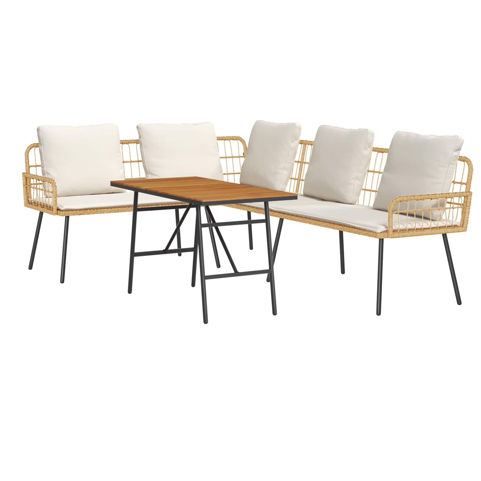 Ensemble de canapé de jardin 2 pc Beige polyrotin