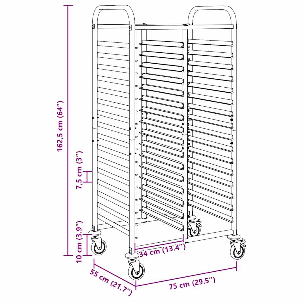 Chariot à plateaux 32 bacs GN 75x55x162,5 cm acier inoxydable - XIOS
