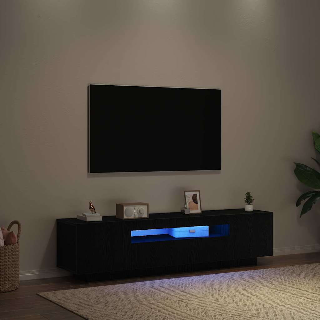 Meuble TV Noir 160 x 35 x 40 cm Bois d'ingénierie - XIOS