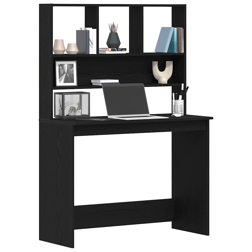 Bureau avec étagères en chêne noir 102 x 45 x 148 cm bois d'ingénierie