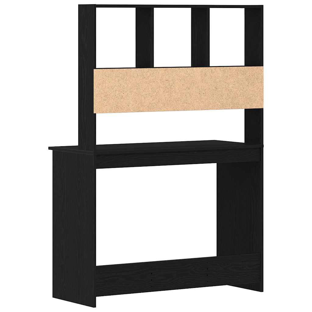 Bureau avec étagères en chêne noir 102 x 45 x 148 cm bois d'ingénierie