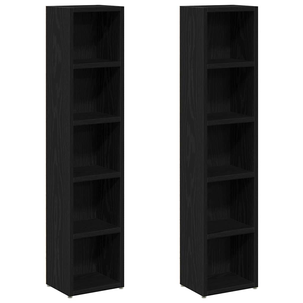 Armoires à CD 2 pcs chêne noir 21x16x93,5 cm bois d'ingénierie - XIOS