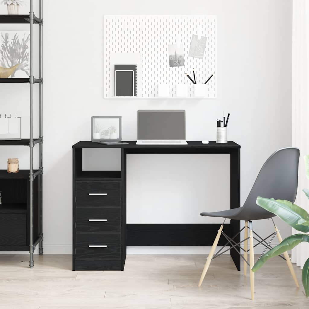 Bureau avec tiroirs en chêne noir 102 x 50 x 76 cm bois d'ingénierie - XIOS
