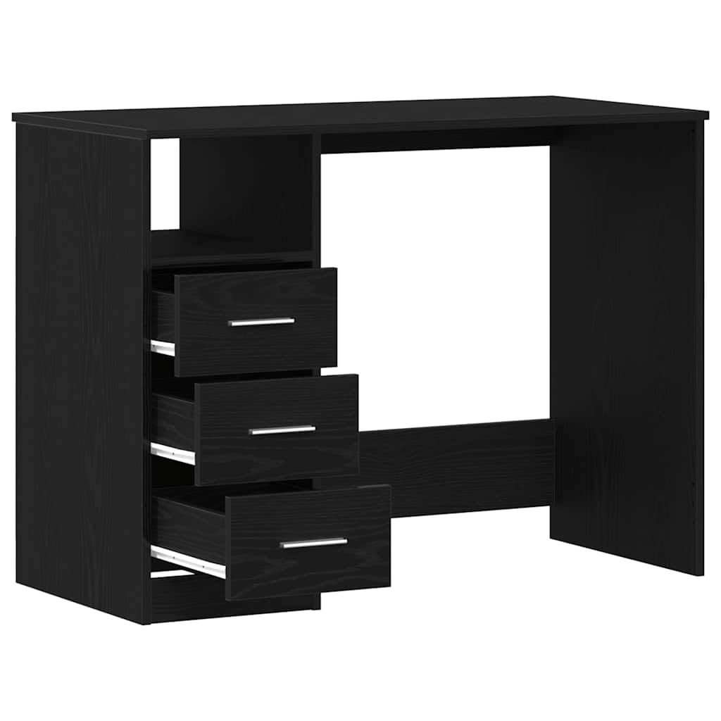 Bureau avec tiroirs en chêne noir 102 x 50 x 76 cm bois d'ingénierie - XIOS