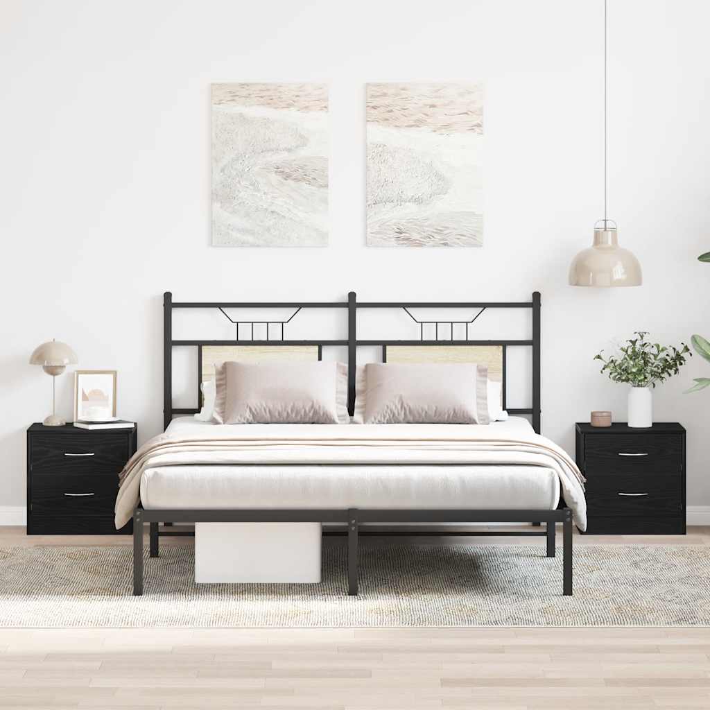 Tables de chevet 2pcs chêne noir 40x30x40cm bois d'ingénierie - XIOS