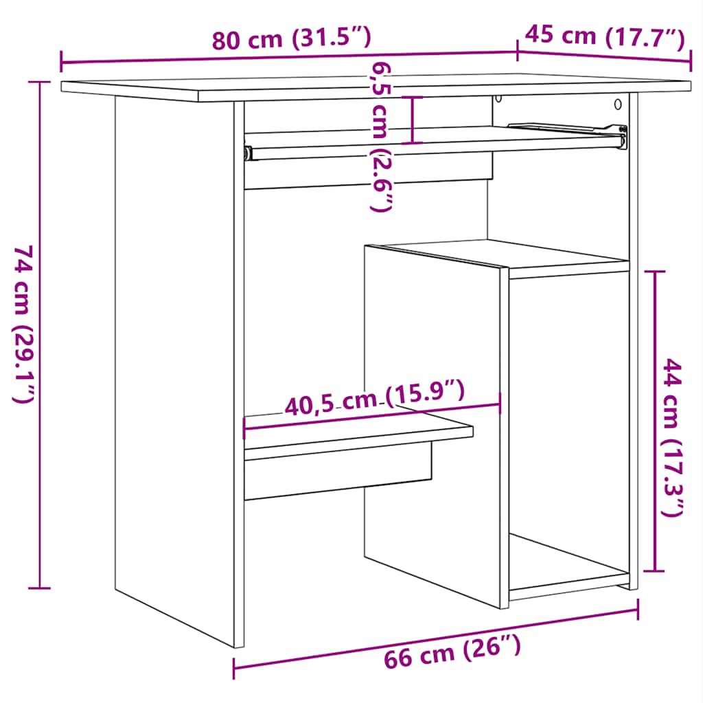 Bureau chêne noir 80x45x74 cm bois d'ingénierie - XIOS