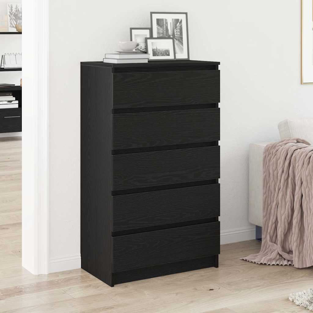 Meuble à tiroirs en chêne noir 60x36x103 cm bois d'ingénierie - XIOS