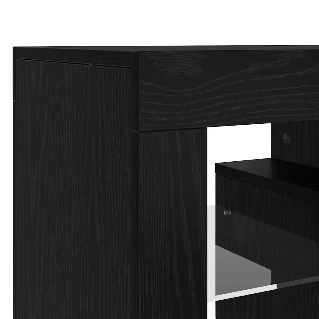 Meuble TV avec éclairage LED en chêne noir 140 x 36,5 x 40 cm bois composite - XIOS