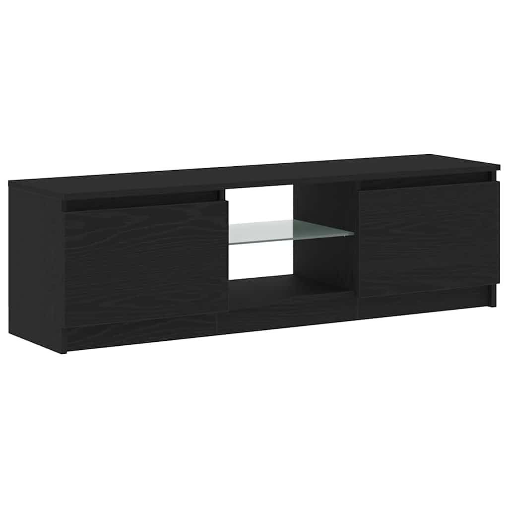 Meuble TV avec éclairage LED en chêne noir 120 x 30 x 36 cm bois d'ingénierie
