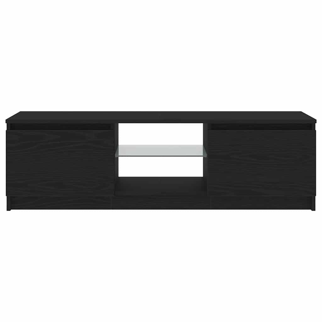 Meuble TV avec éclairage LED en chêne noir 120 x 30 x 36 cm bois d'ingénierie