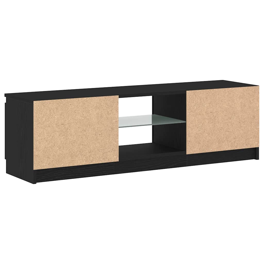 Meuble TV avec éclairage LED en chêne noir 120 x 30 x 36 cm bois d'ingénierie