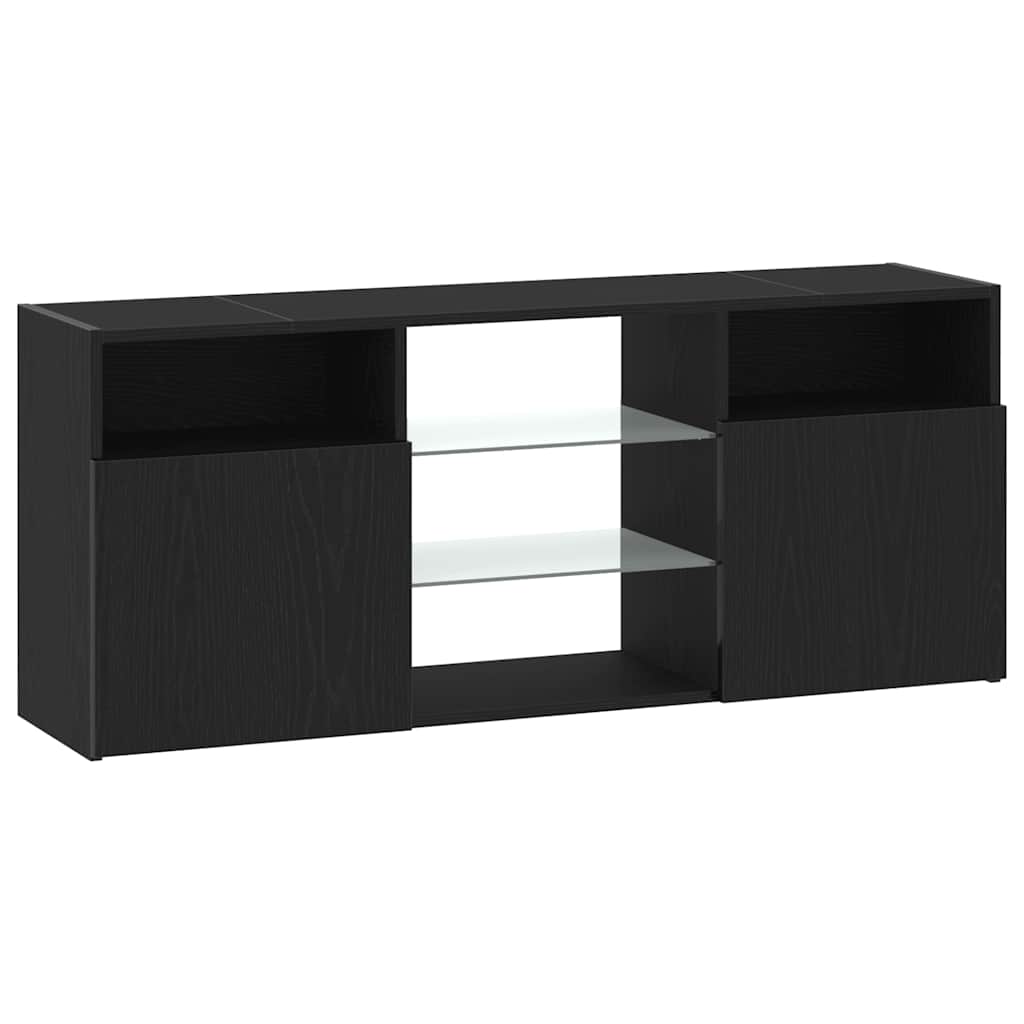 Meuble TV avec éclairage LED chêne noir 120 x 30 x 50 cm bois d'ingénierie - XIOS