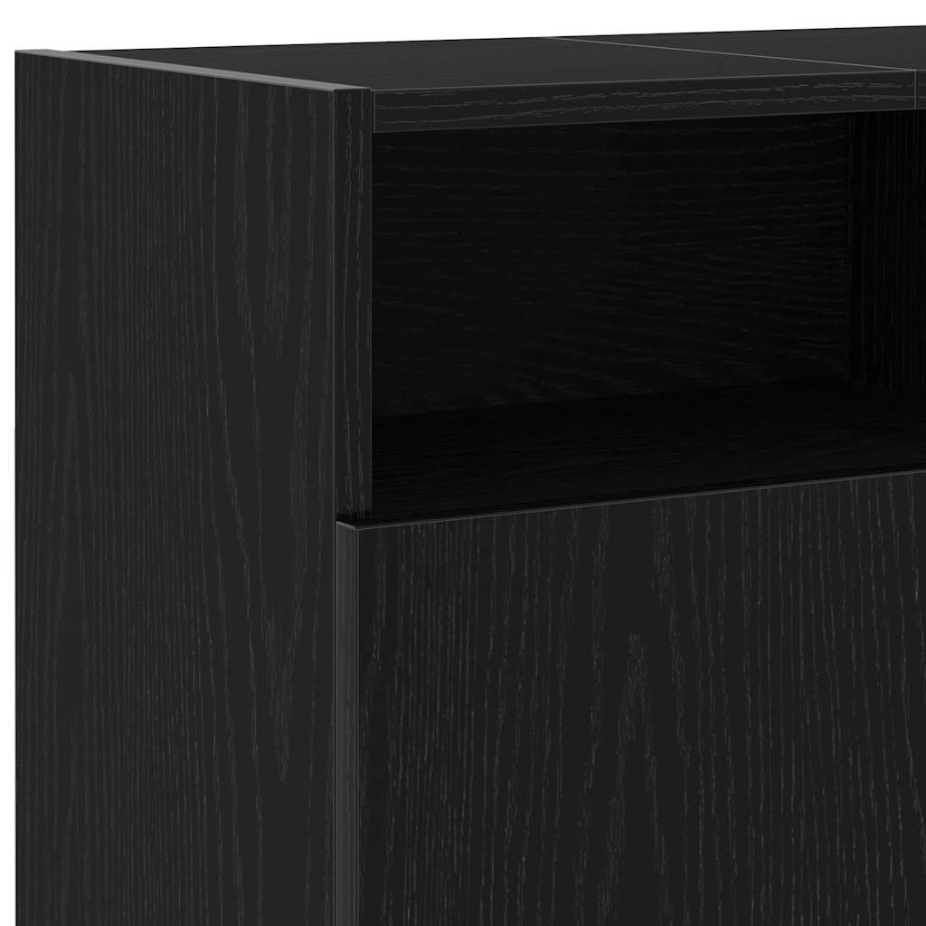 Meuble TV avec éclairage LED chêne noir 120 x 30 x 50 cm bois d'ingénierie - XIOS