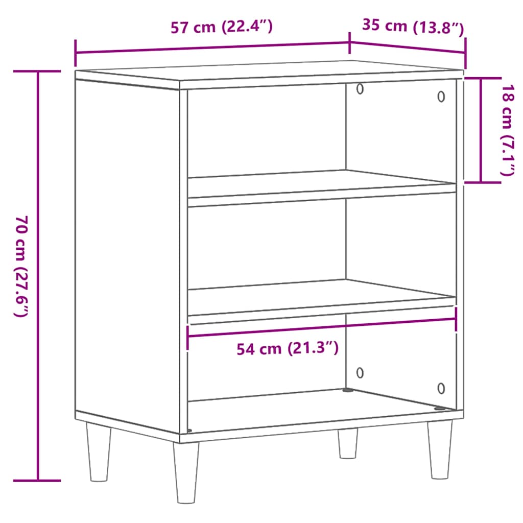 Buffet Chêne noir 57 x 35 x 70 cm Bois d'ingénierie - XIOS