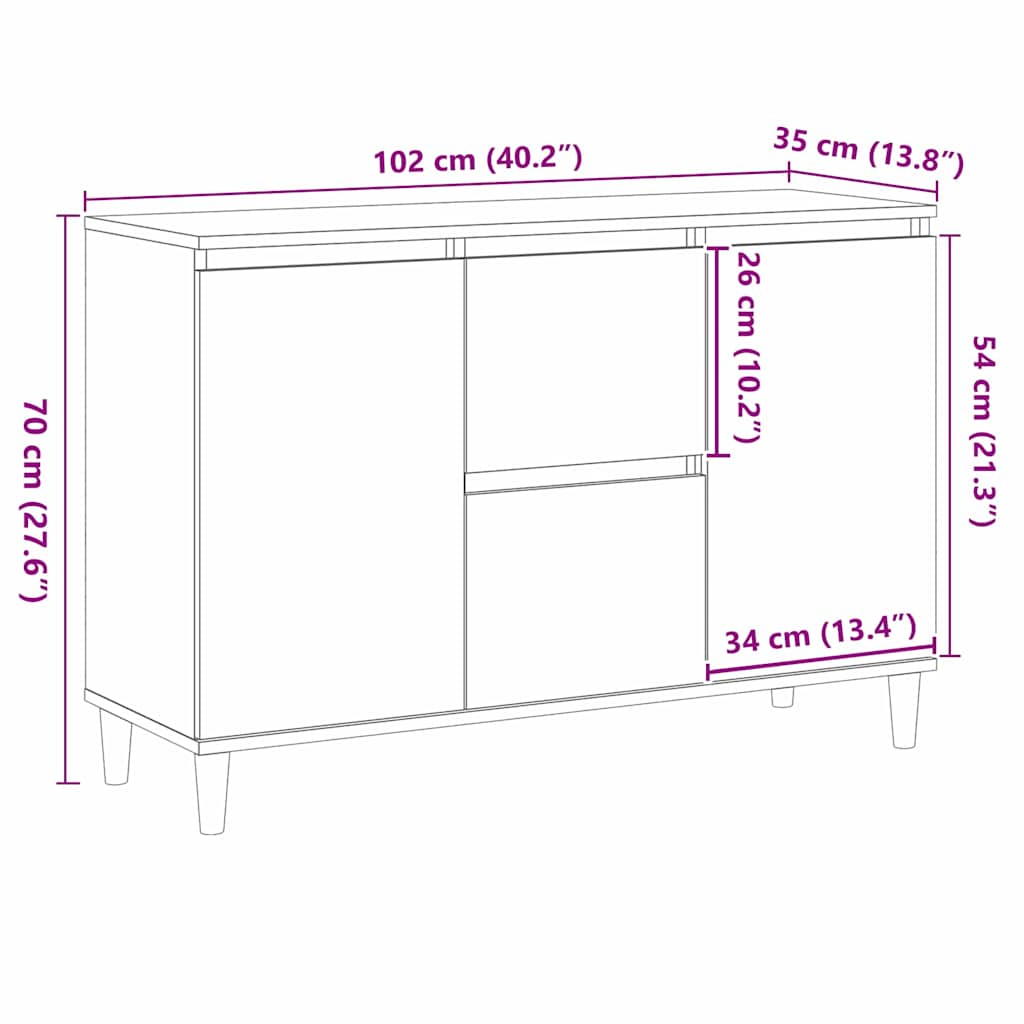 Buffet avec tiroir Noir 102 x 35 x 60 cm Bois d'ingénierie - XIOS
