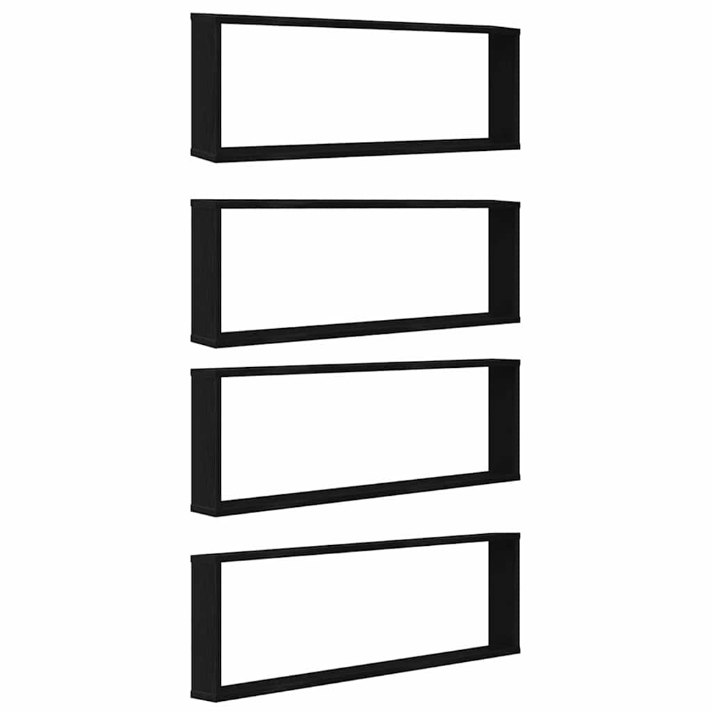 Étagères murales cube 4 pcs chêne noir 100x15x30 cm bois - XIOS