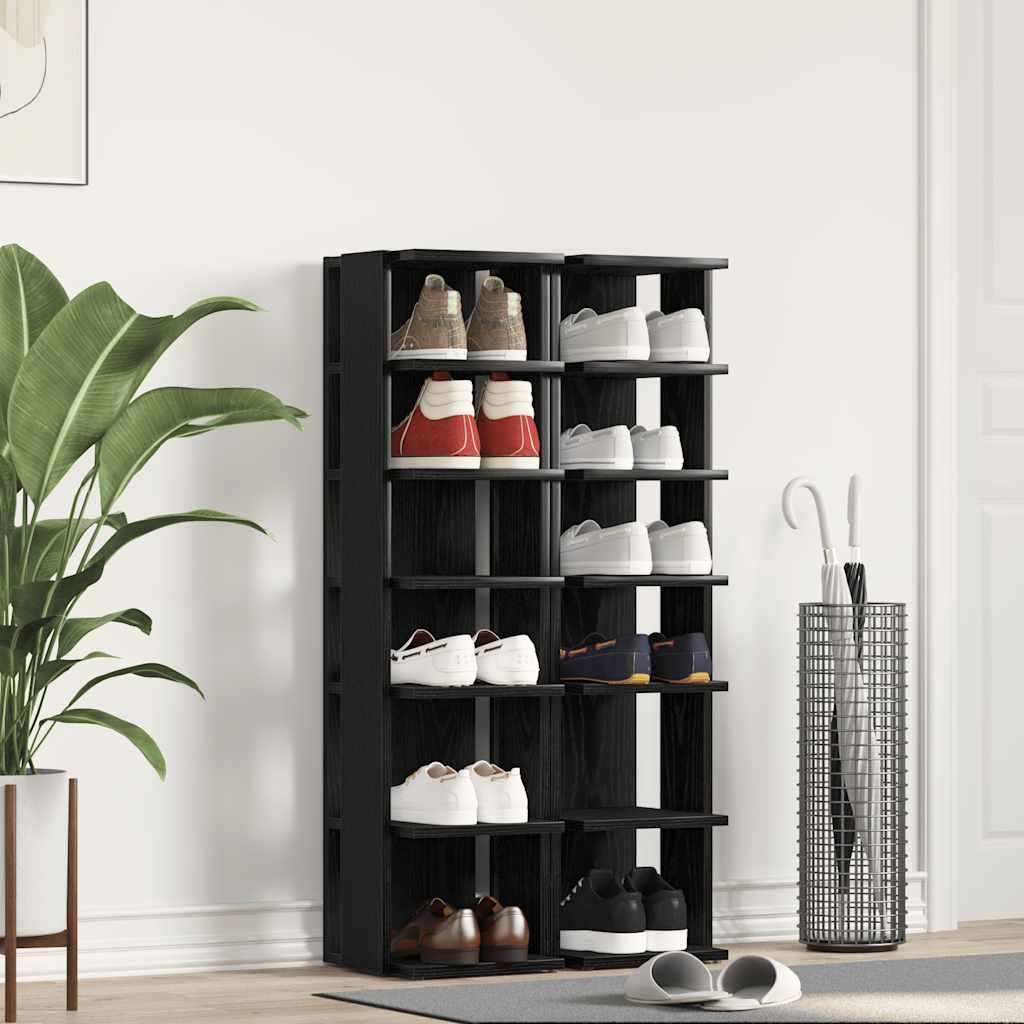 Meubles à chaussures 2 pcs Chêne noir 25x27x102 cm Bois d'ingénierie - XIOS