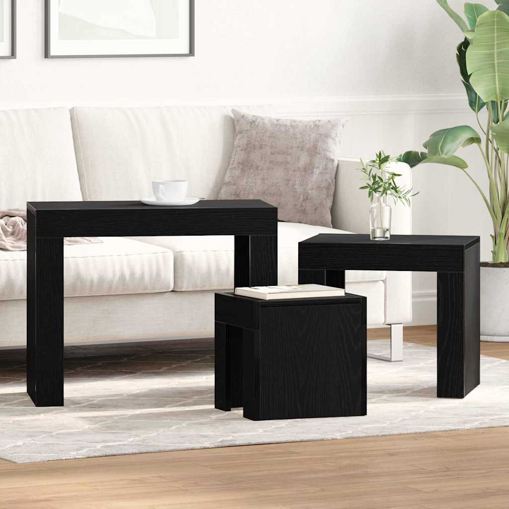 Tables gigognes 3 pc Chêne noir 61 x 30 x 50 cm