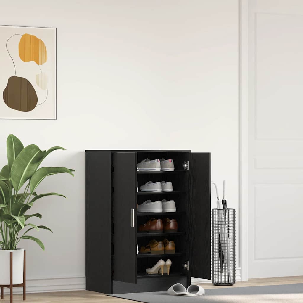 Armoire à chaussures chêne noir 60x35x92 cm bois d'ingénierie - XIOS