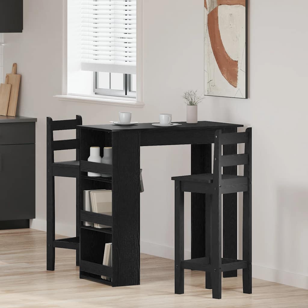 Table de bar avec étagère de rangement chêne noir - XIOS