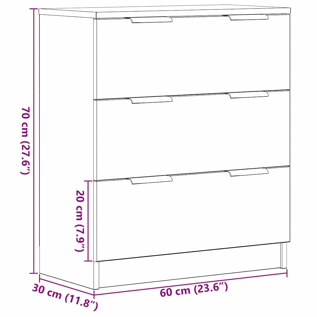 Buffet avec tiroir Chêne noir 60 x 30 x 70 cm Bois d'ingénierie - XIOS