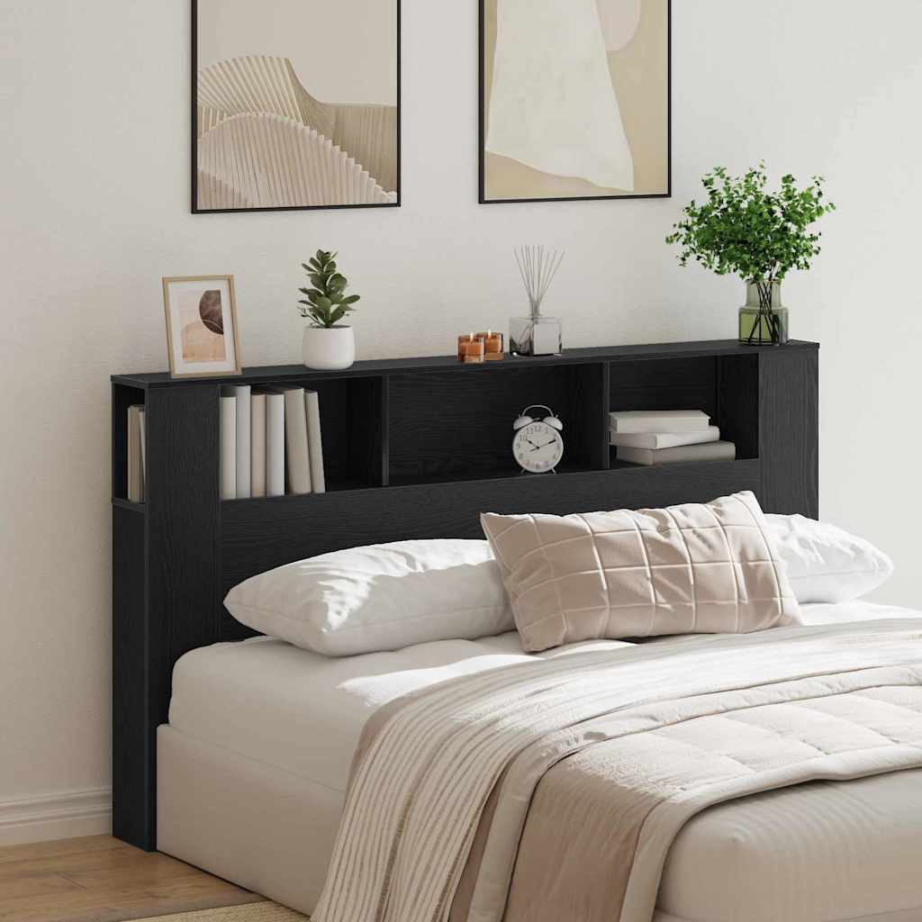 Cabinet de Tête de Lit Chêne noir 180 x 18,5 x 102,5 cm - XIOS