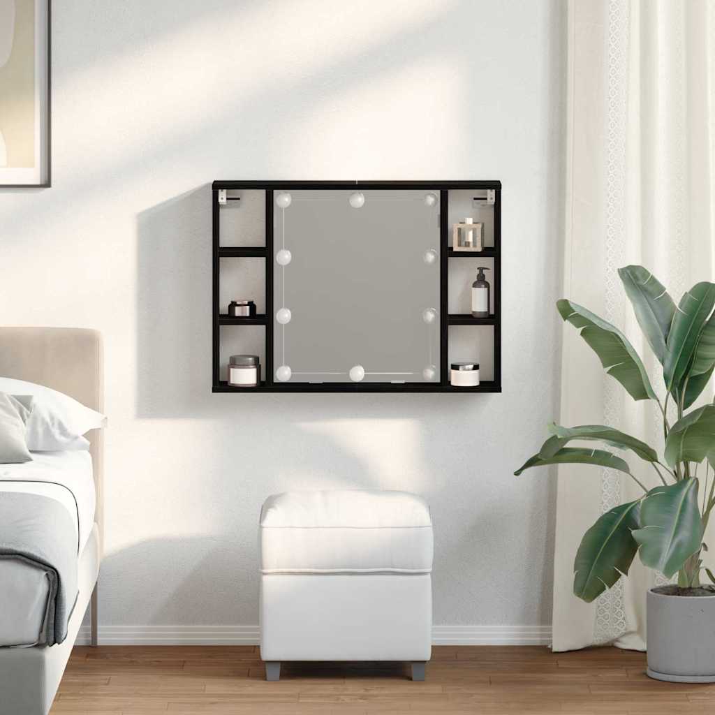 Armoire Miroir Chêne noir 76 x 15 x 55 cm Bois d'ingénierie - XIOS