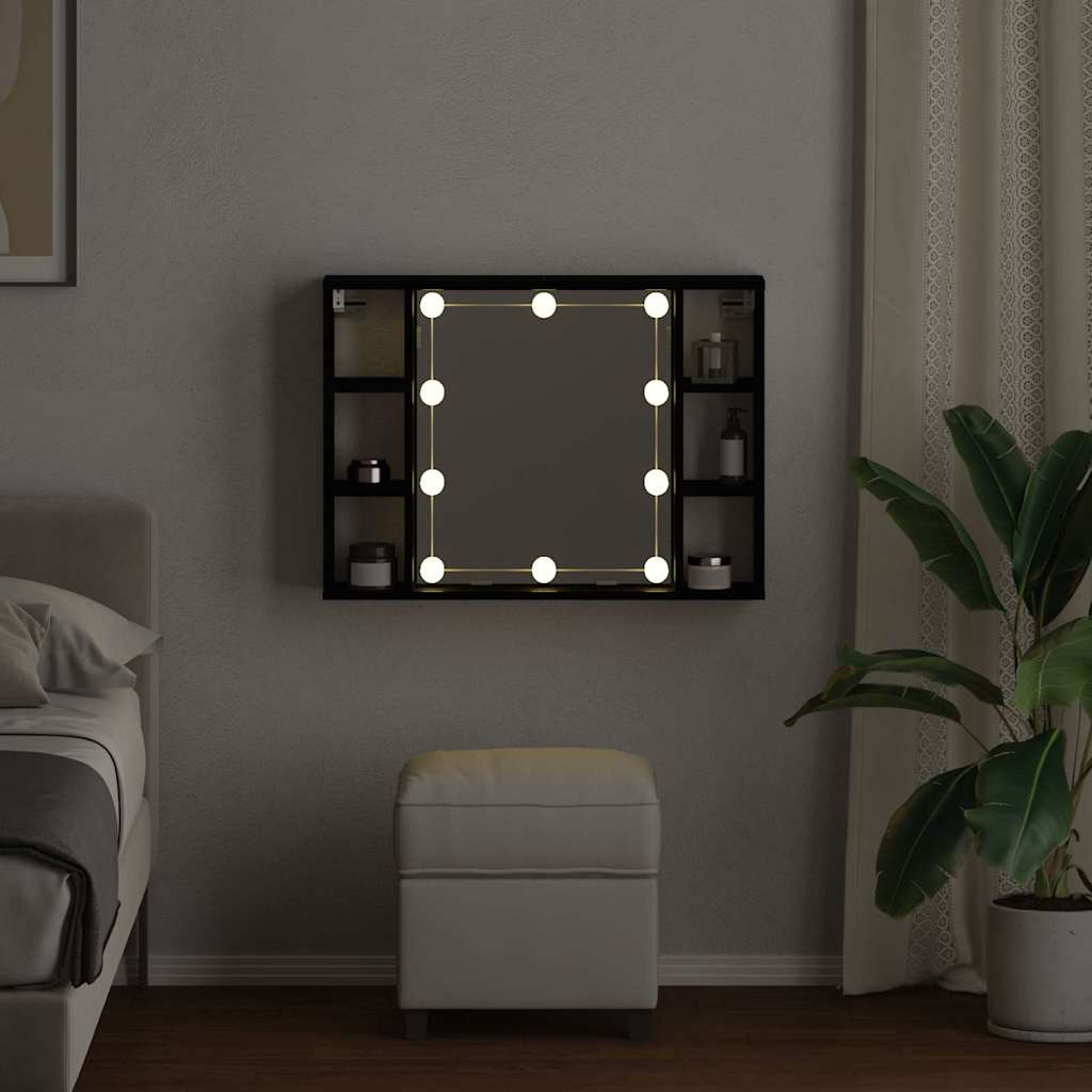 Armoire Miroir Chêne noir 76 x 15 x 55 cm Bois d'ingénierie - XIOS