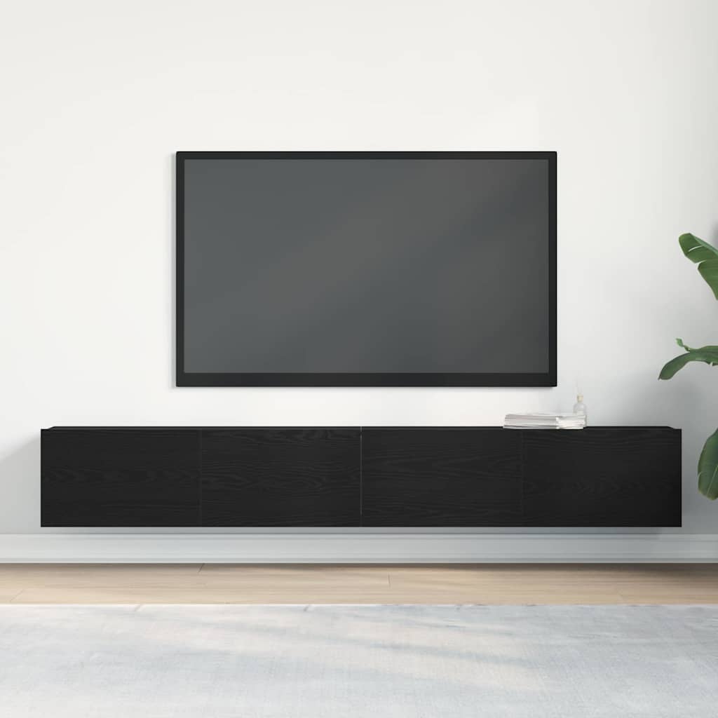 Meuble TV 2 pcs Noir 100 x 30 x 30 cm Bois d'ingénierie - XIOS