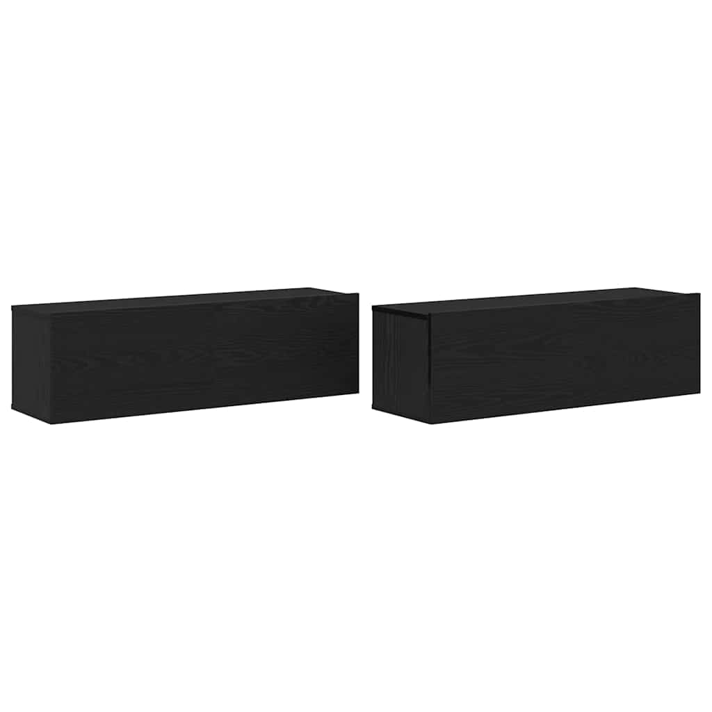 Meuble TV 2 pcs Noir 100 x 30 x 30 cm Bois d'ingénierie - XIOS