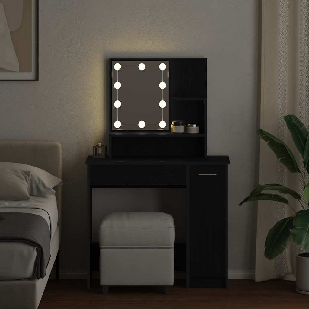 Table de Toilette avec tiroir Chêne noir 86.5 x 35 x 136 cm - XIOS