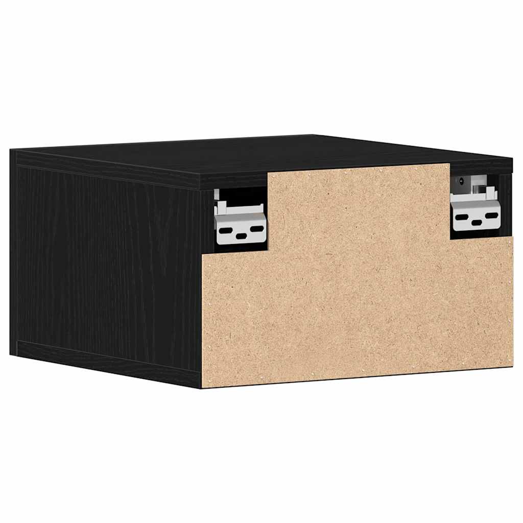 Cabinet de chevet mural avec tiroir Chêne noir 35 x 35 x 20 cm