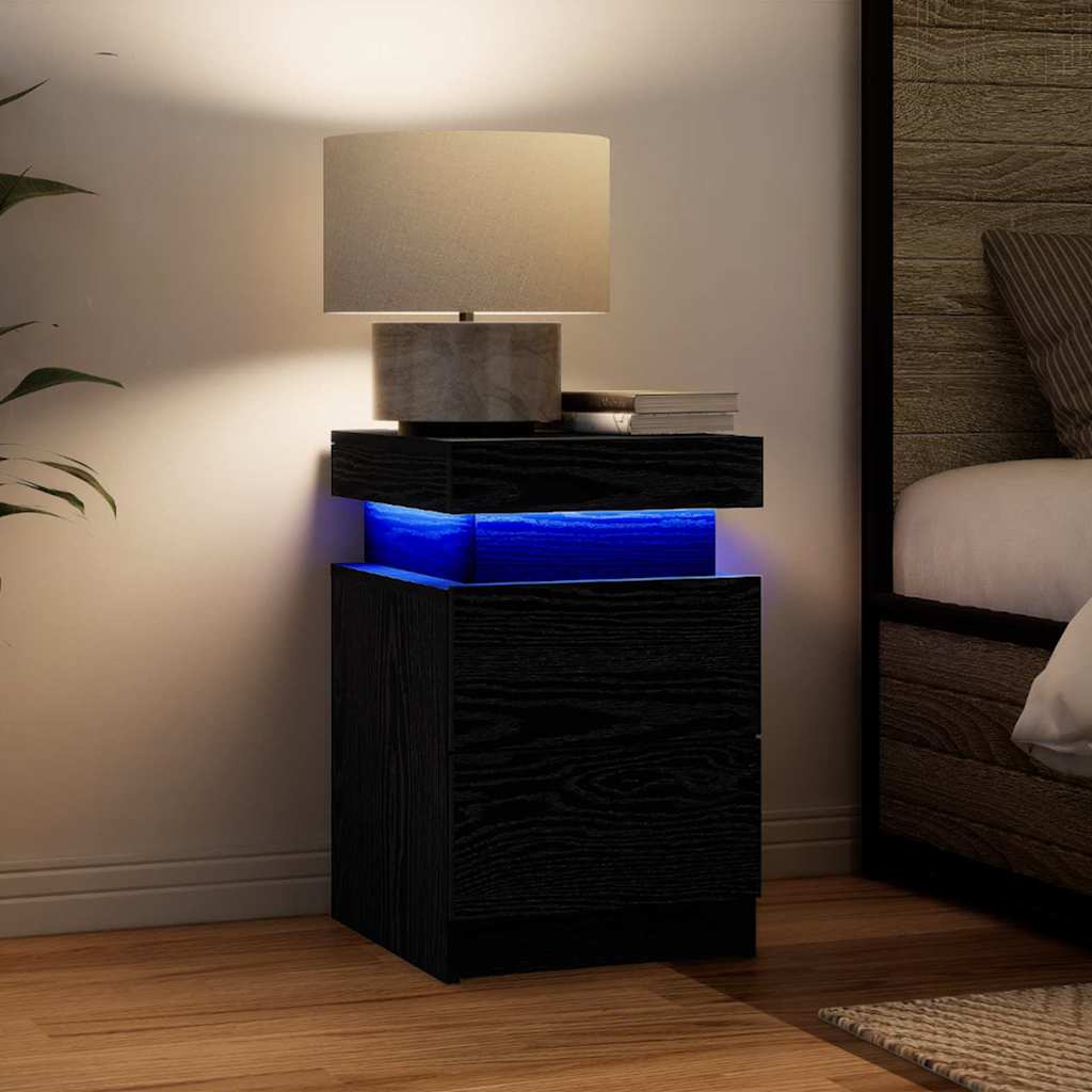 Cabinet de chevet avec tiroir 2 pcs Chêne noir 35 x 39 x 55 cm