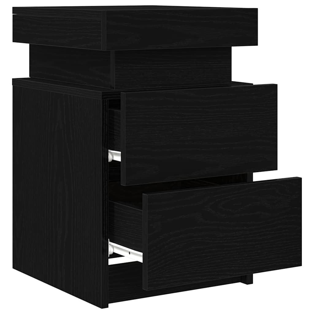 Meuble de chevet avec tiroir 2 pcs Chêne noir 35 x 39 x 55 cm