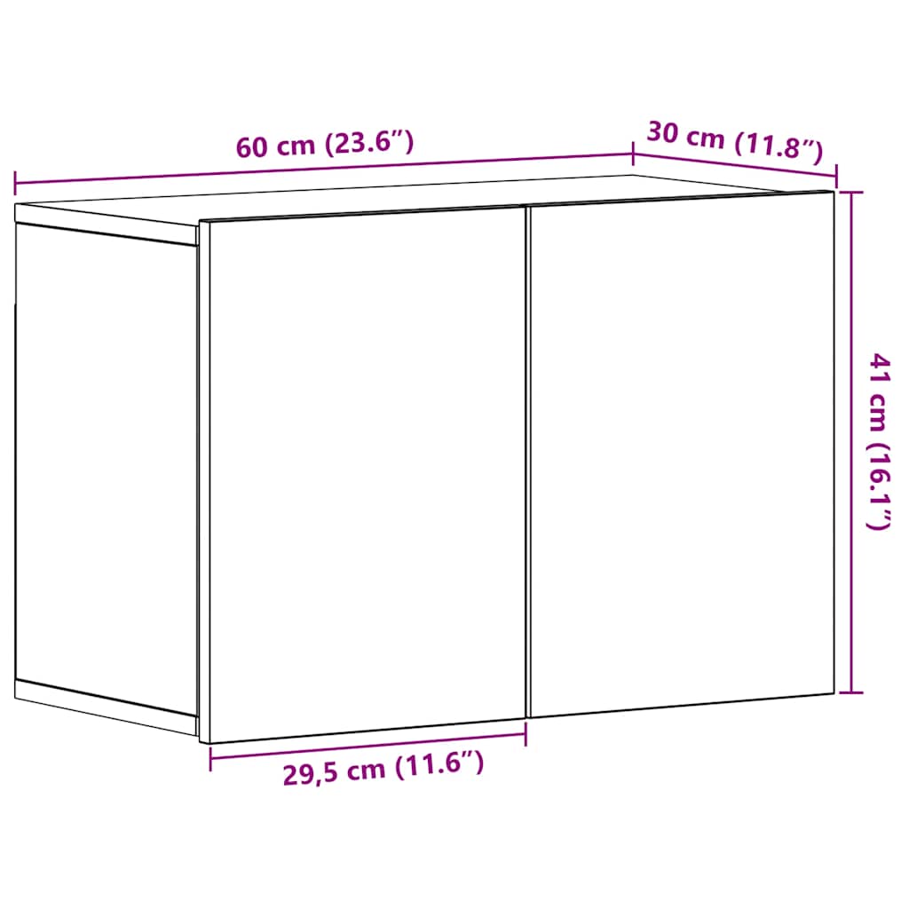 Meuble TV Chêne noir 60x30x41 cm Bois d'ingénierie - XIOS