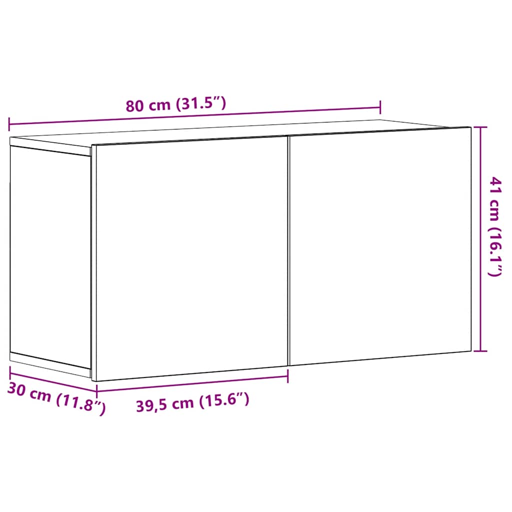 Meuble TV Chêne noir 80x30x41 cm Bois d'ingénierie - XIOS