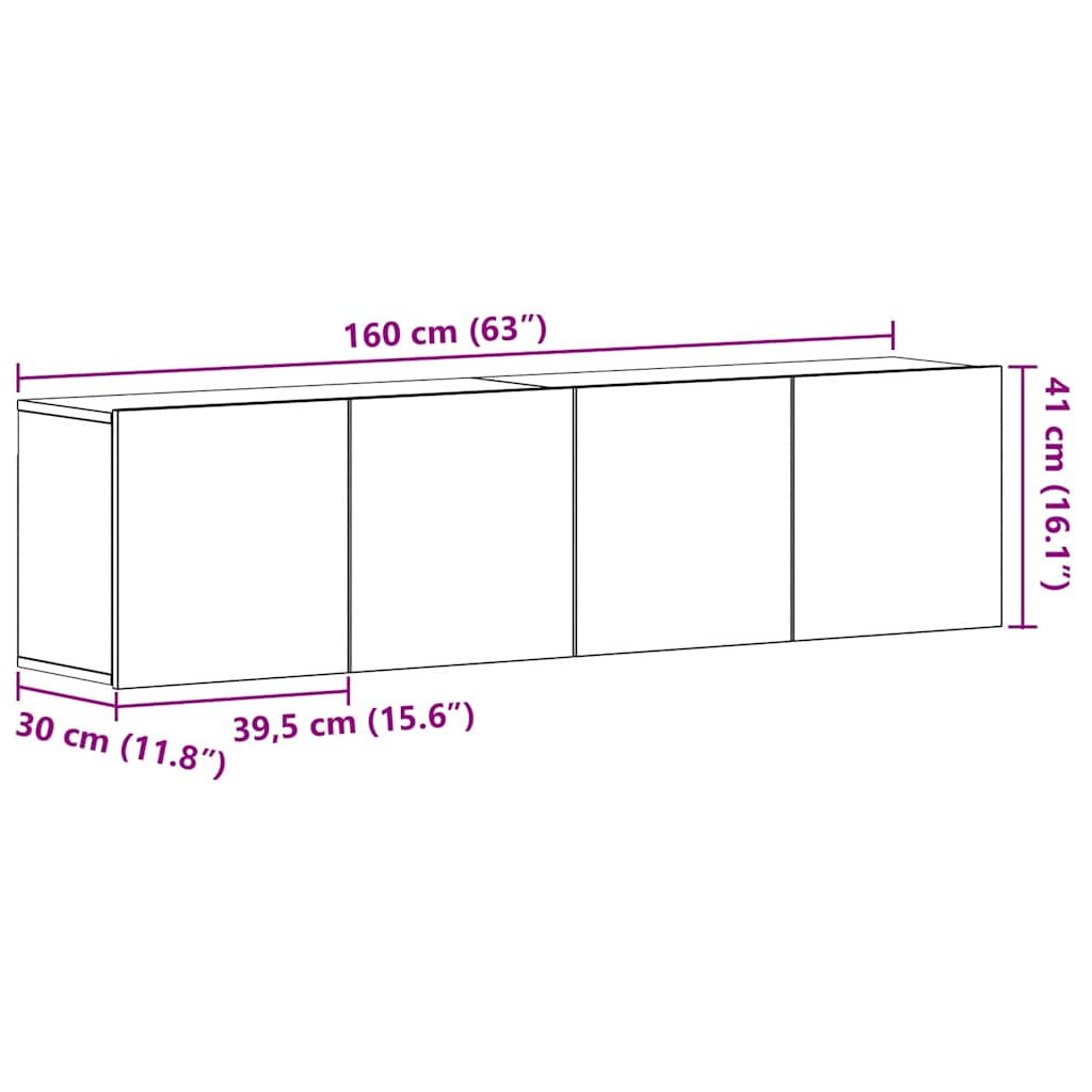 Meubles TV 2 pièces Chêne noir 160 x 30 x 41 cm Bois d'ingénierie - XIOS