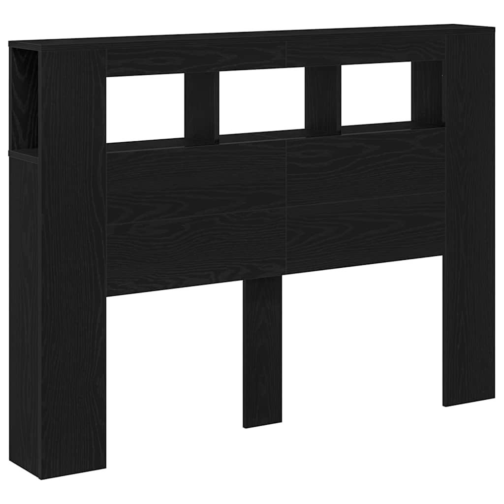 Tête de lit LED avec étagère Chêne noir 140 x 18,5 x 103,5 cm