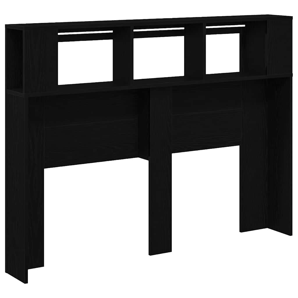 Tête de lit LED avec étagère Chêne noir 140 x 18,5 x 103,5 cm